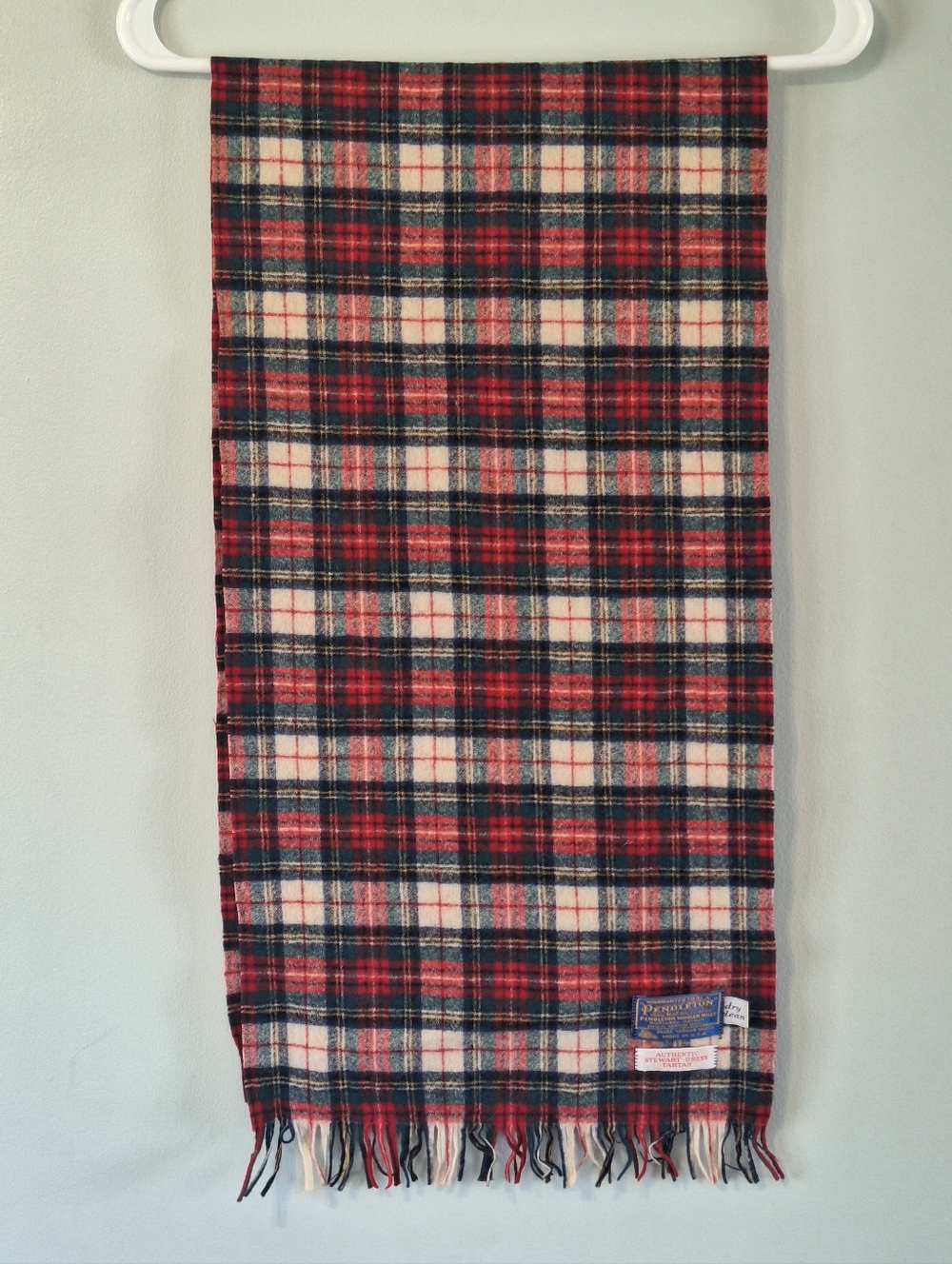Vintage Pendleton Authentic Stewart Dress Tartan Wool Scarf - Red Multi - Picture 3 of 9
